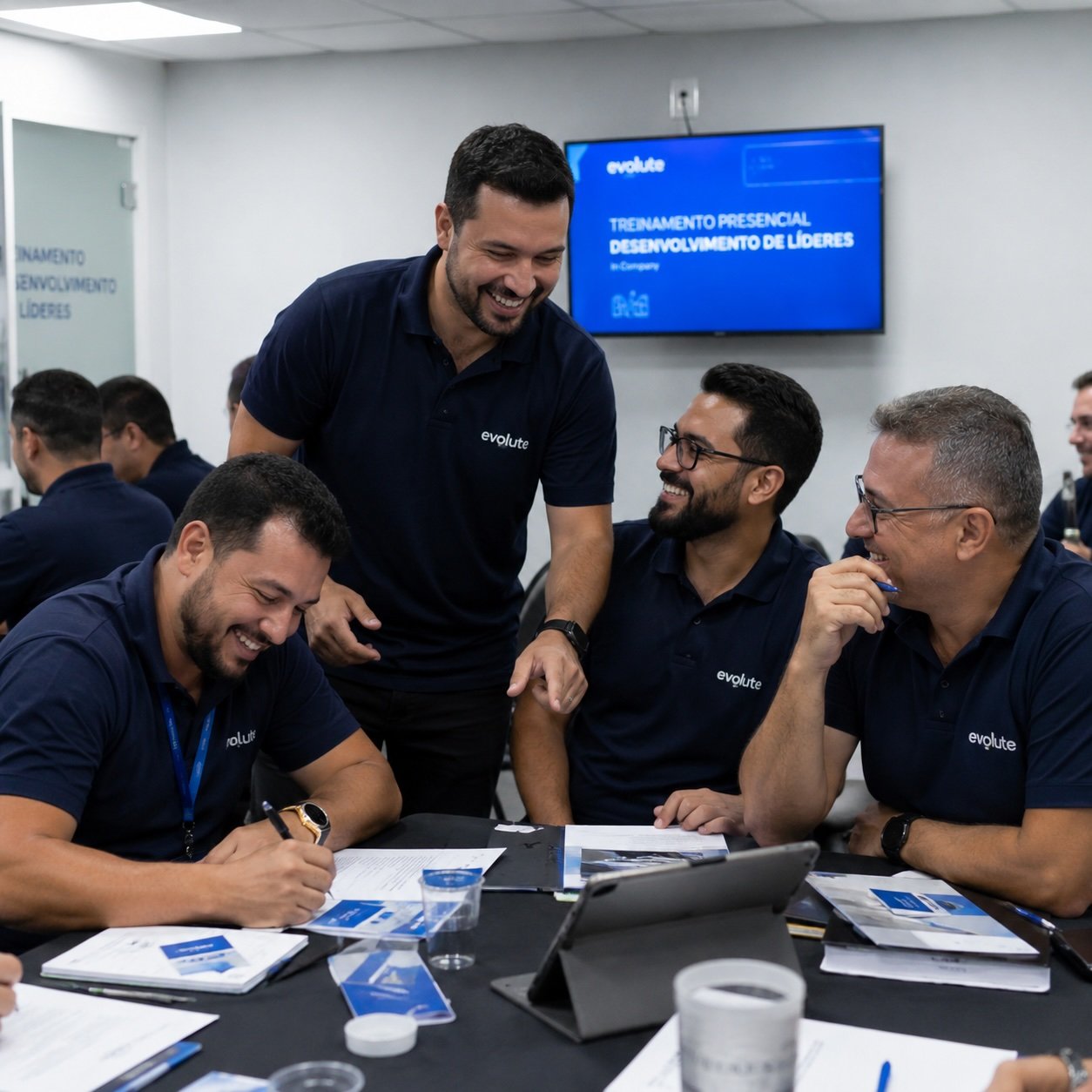 Treinamento de vendas para cooperativas de crédito: o que os gerentes de negócio precisam desenvolver? 1Transformatoria Profissionais participando de atividade prática em treinamento corporativo